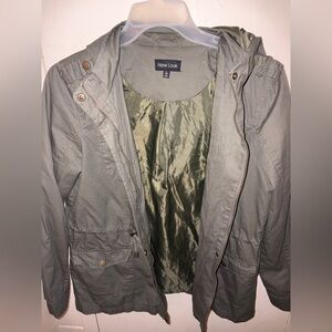 New Look Women’s Army Green Coat Zip & Button Up Size L